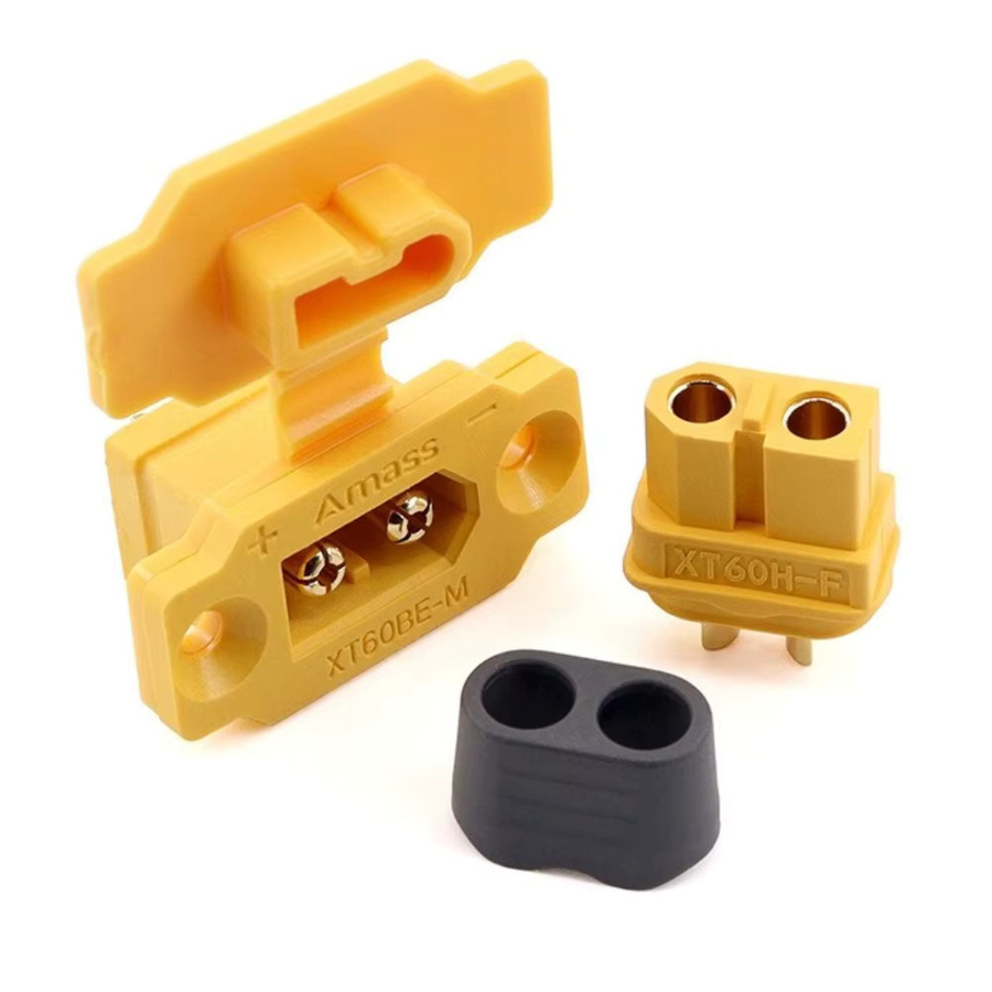 Amass XT60BE-M-F Stecker mit Abdeckung in Schwarz Gelb für RC FPV Motor ESC - Bild 1