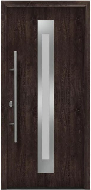 EcoStar Haustür Isopro IP 770S Eiche Dunkel mit Glaseinsatz B: 110 cm, H: 210 cm, DIN L - Bild 1