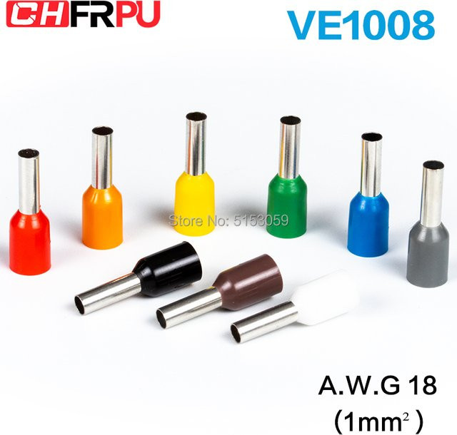CHFRPU Aderendhülsen Set E1008 in Orange, 100 Stück isolierte Kabelenddrahtverbinder für 1 mm2 und 18 AWG - Bild 1
