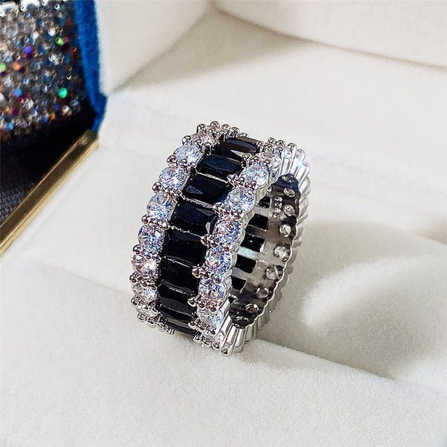 Huitan Ring, Schwarz, Zirkonia, Damen - Bild 1