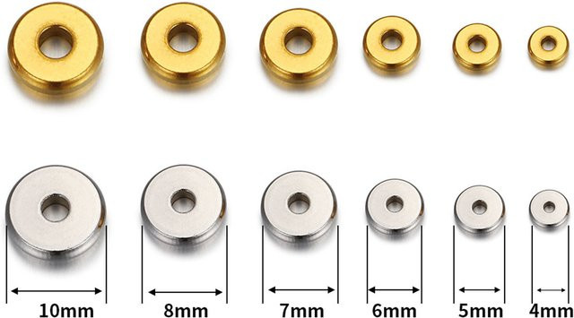 DoreenBeads Spacer Perlen, 304 Edelstahl, Flach Runde, Gold/Silber farbe, Unisex - Bild 1