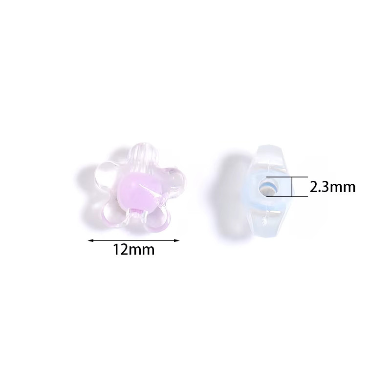 Louleur Perlen, Blume, Acryl, 12mm, gemischte Farbe, matt, transparent - Bild 2