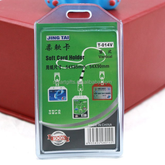 Jing Tai Vertikaler ID-Kartenhalter aus weichem PVC für Büro und Schule, Transparent, Modell T-014V - Bild 1