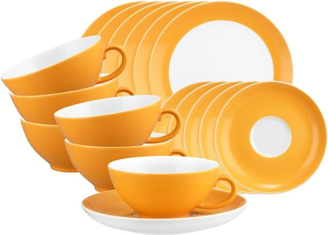 Seltmann Weiden Teeservice Liberty Pure Colors aus Porzellan in Orange, 18er Set - Bild 1