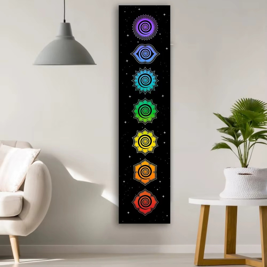 VIKAMA Regenbogen-Wandteppich in Schwarz und Multicolour, abstrakter Boho Wandbehang für dein Schlafzimmer oder Musikzimmer - Bild 5