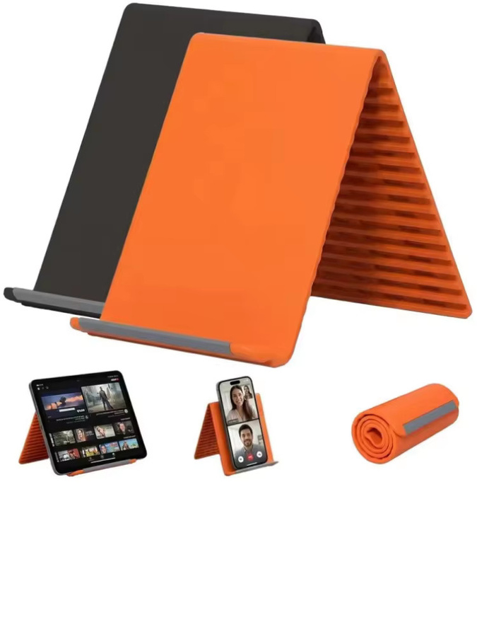 Universeller faltbarer und flexibler Silikon-Handyständer in Schwarz oder Orange, mehrfach winkelverstellbarer und biegbarer Tischhalter für dein Smartphone - Bild 7