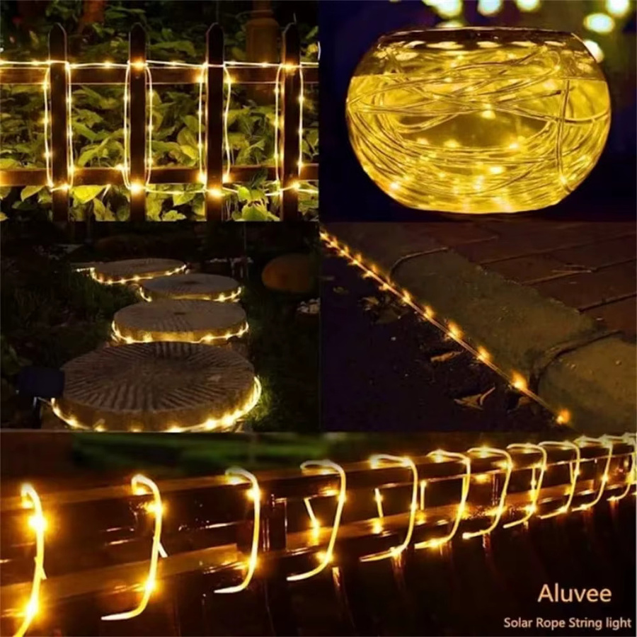 Solar LED Lichterkette für den Außenbereich mit transparenten Röhrenlampen in Zylinderform für Garten und Weihnachtsdekoration - Bild 4