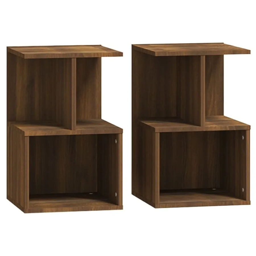 vidaXL Nachttische 2er-Set in Braun Eichen-Optik aus Holzwerkstoff, B/T/H: 35 x 35 x 55 cm - Bild 2