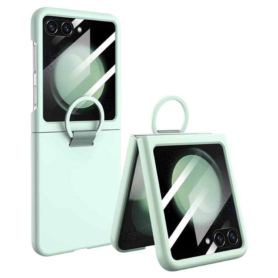 Stoßfeste mattierte Glas-Schutzhülle mit Ring für Samsung Galaxy Z Flip 8 7 6 5 5G und Z Fold 5 in Grün - Bild 4