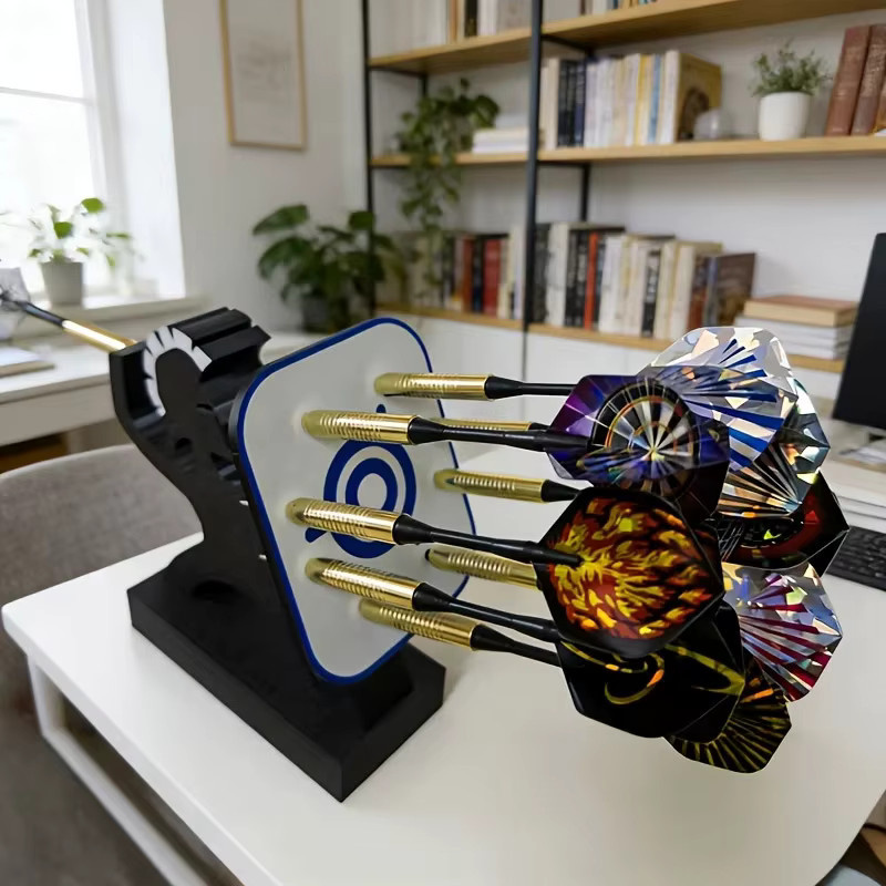 3D-gedruckter Dart-Halter-Displayständer in Schwarz als dekorativer Desktop-Organizer und Aufbewahrungsregal aus Kunststoff - Bild 3
