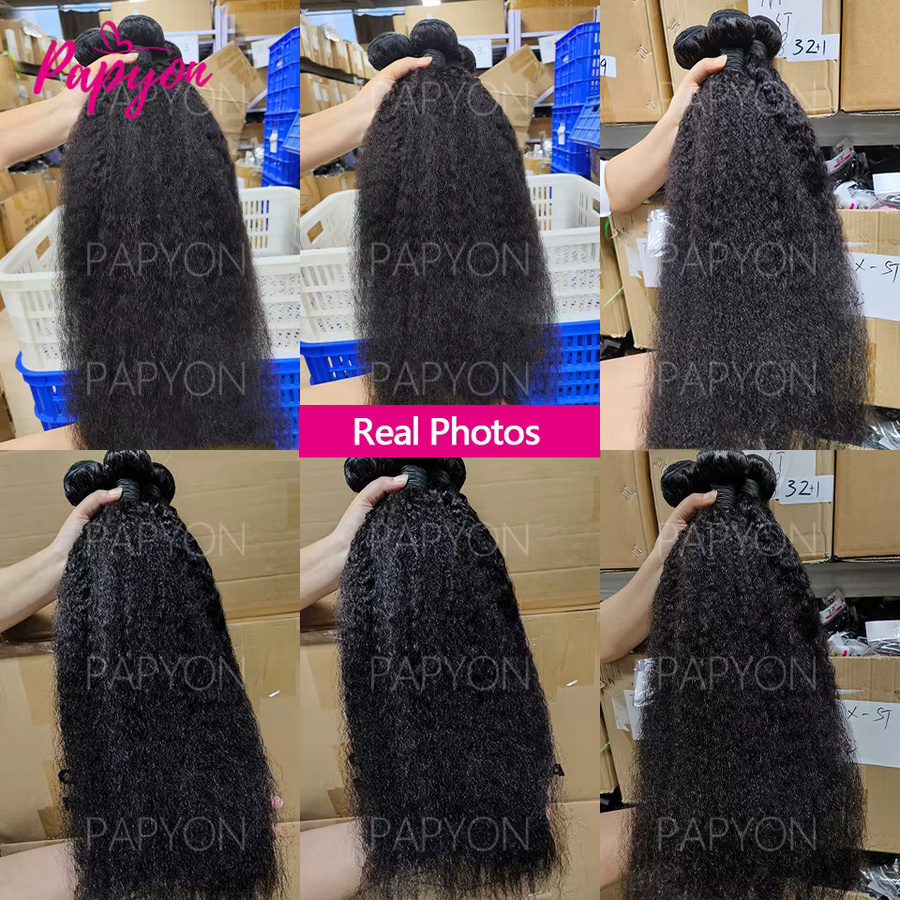 PAPYON Kinky Straight Echthaar-Bündel, Yaki Straight Rohhaar, Unisex - Bild 4
