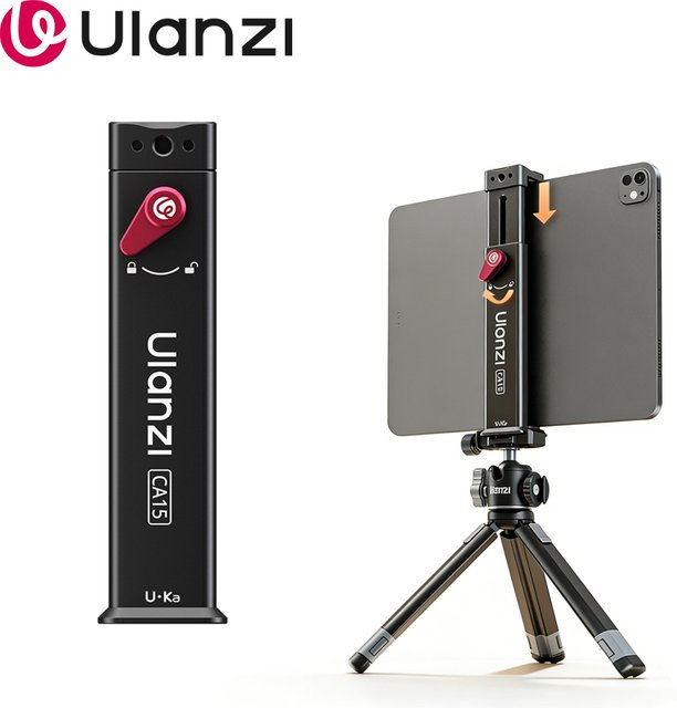 Ulanzi CA15 Tablet-Telefonklemme aus Aluminiumlegierung mit Kaltschuhhalterung in Schwarz für iPad und iPhone - Bild 1