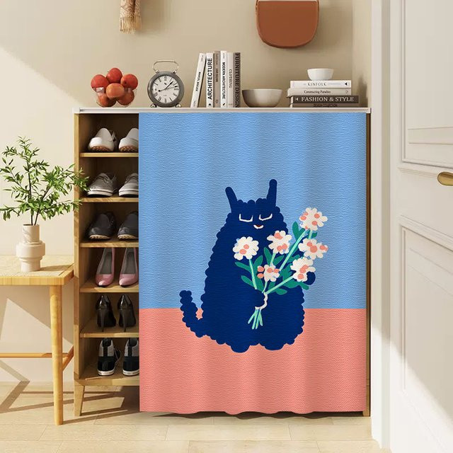 VIKAMA Staubdichte Aufbewahrungsvorhänge mit Tiermotiv für Schuhschränke, Regale und Küchenschränke, Multicolour - Bild 1