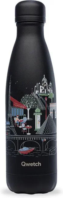 Isotherme Flasche Qwetch Originals Paris in Schwarz, 0,42 l - Bild 1