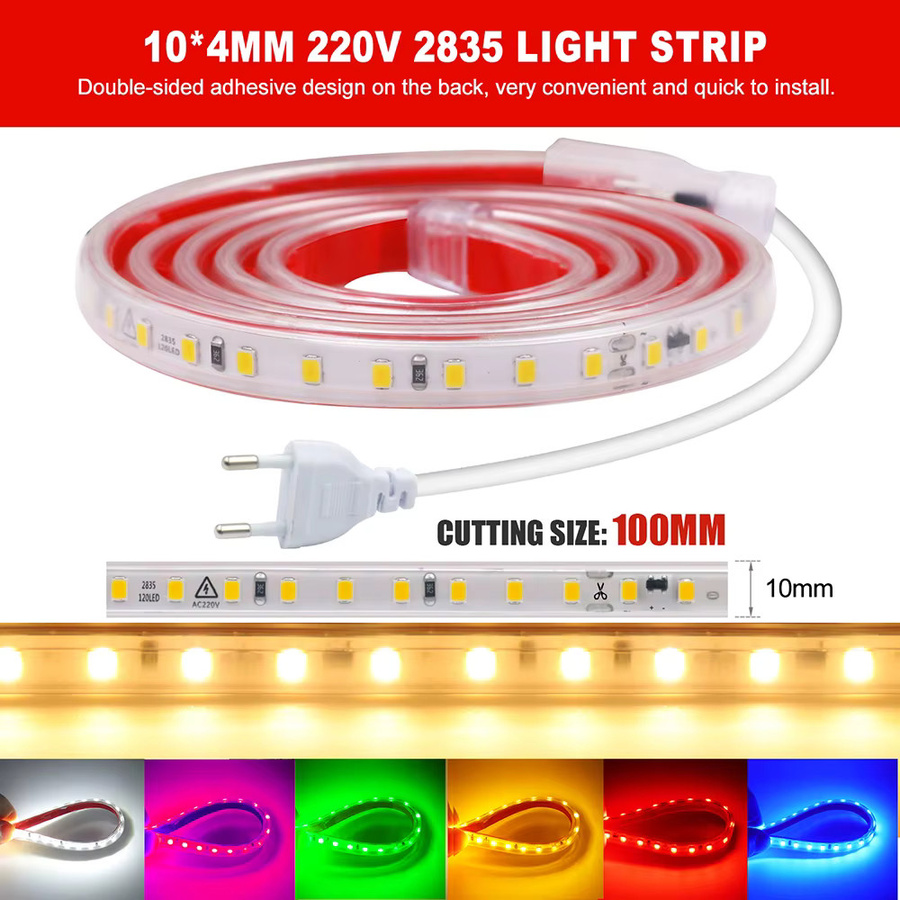 KISUFU RGB LED-Streifen Set, Multicolour, 120 LED/m, 220V mit EU-Stromkit, wasserdicht und flexibel - Bild 2