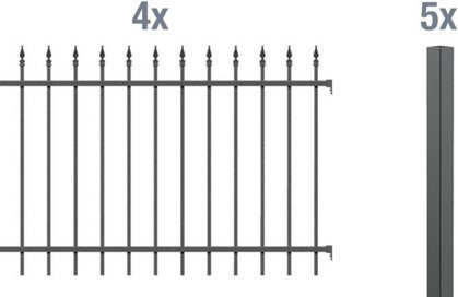 GAH ALBERTS Zaun Chaussee aus Aluminium in Anthrazit und Schwarz, L: 800 cm, H: 100 cm - Bild 1