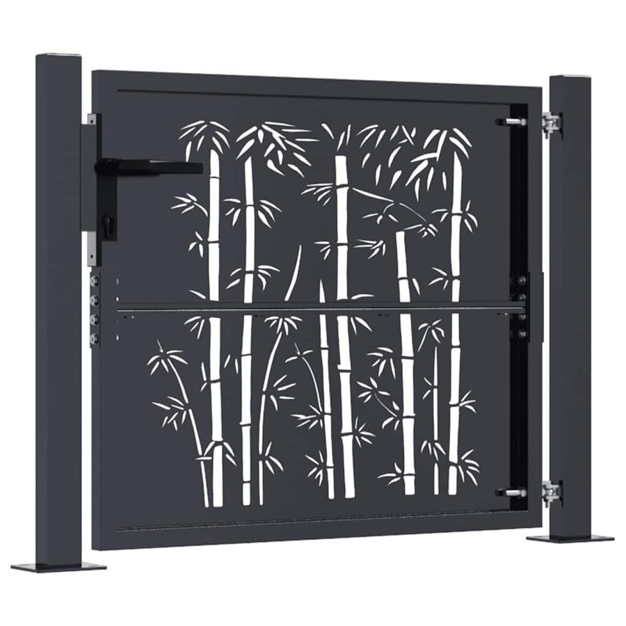 vidaXL Gartentor aus verzinktem Stahl in Anthrazit mit Bambus-Design, Breite: 105 cm, Höhe: 105 cm - Bild 4