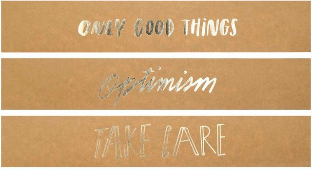 Rico Design Paper Poetry Kraftpapierstreifen Take Care in Braun, 3 Stück, B: 7 cm, L: 42 cm - Bild 1
