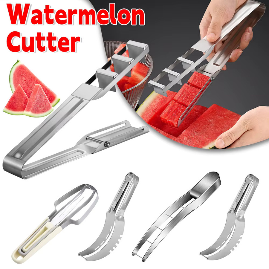 APWIKOGER Wassermelonen-Schneider aus Edelstahl und Kunststoff in Silber und Weiß mit rutschfester Basis - Bild 2