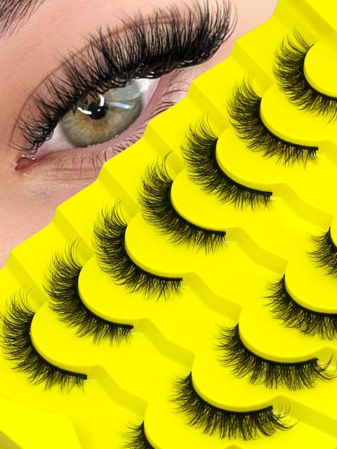 VELTRINAY Cat-Eye-Wimpern, D-Curl, transparentes Band, Unisex - Bild 1