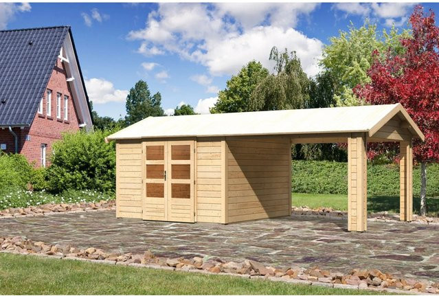 Karibu Holz-Gartenhaus Timra mit Satteldach in Braun, B/T: 300 x 300 cm - Bild 1