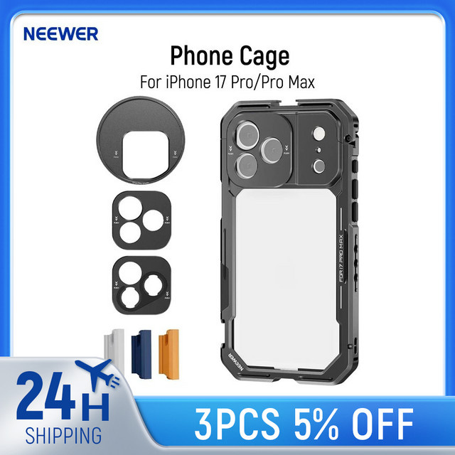 NEEWER Telefonkäfig für iPhone 17 Pro und iPhone 17 Pro Max, Video-Rig-Stabilisator mit Schnellverschluss und 67 mm Filterring, Schwarz - Bild 1