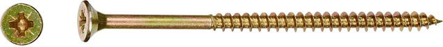 LUX-TOOLS Senkkopf Spanplattenschraube mit PZ-Antrieb, verzinkt in Gold, Durchmesser: 5 mm, Länge: 100 mm, 200 Stück - Bild 1