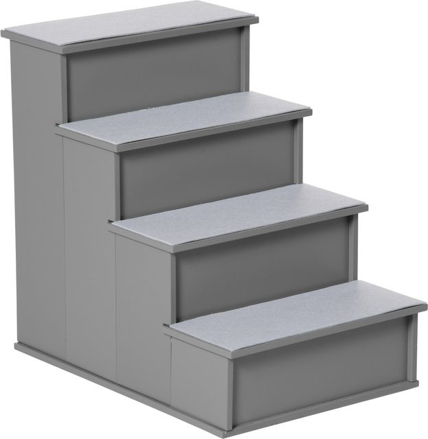 PawHut Haustiertreppe 4-stufige Hundetreppe und Katzentreppe in Grau mit rutschfester Matte, B/T/H: 40 x 59 x 54,2 cm von Aosom - Bild 1