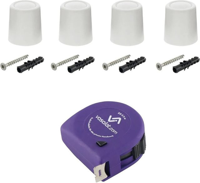 vasalat Set Türstopper für Boden und Wand zum Schrauben, Farbe Weiß, Durchmesser: 2,5 cm, Höhe: 3 cm - Bild 1
