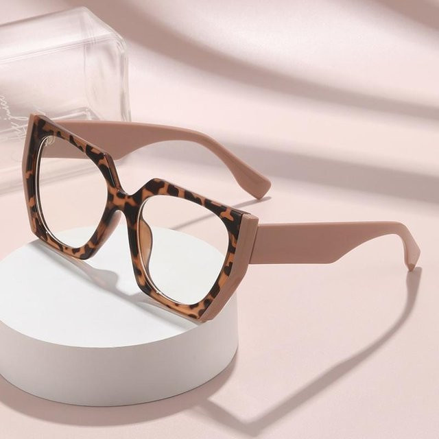 Korrektionsbrille Cat-Eye, Kunststoff, Vollrand, Unisex, Grau, Leopard - Bild 1