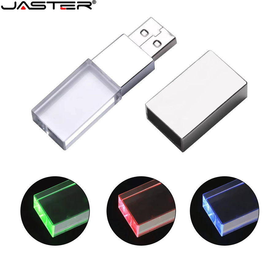 JASTER Kristall USB-Stick mit LED-Beleuchtung in Blau, Silber oder Grün - Bild 3
