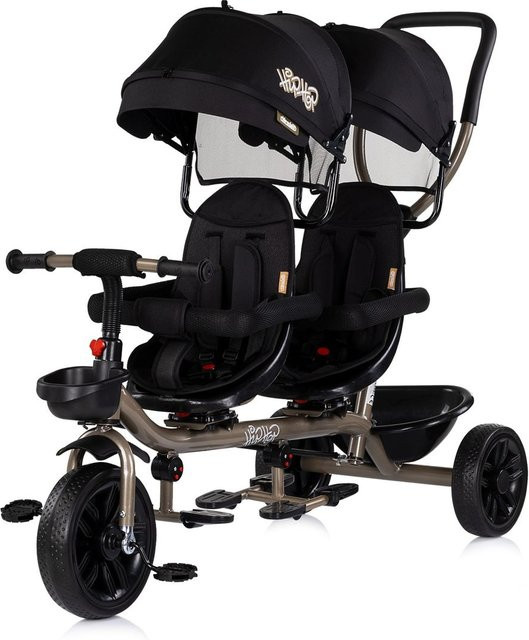 Babyshoppen Geschwisterdreirad Hip Hop mit Schiebegriff black - Bild 1