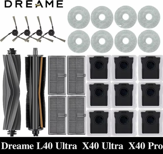 Wellmi Zubehör Kit für Dreame L40 Ultra, X40 Ultra und X40 Pro mit Hauptbürsten, Staubbeuteln, Mopptüchern und HEPA-Filtern - Bild 1