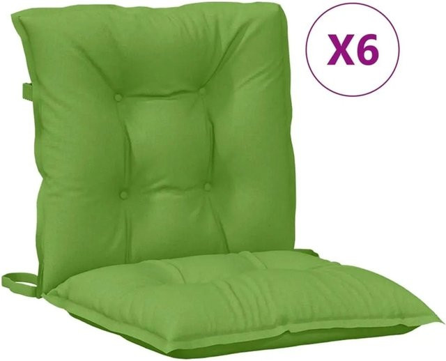 6er Set vidaXL Niedriglehner-Auflagen aus Polyester in Melange Grün, B/T/H: 100 x 50 x 7 cm - Bild 1