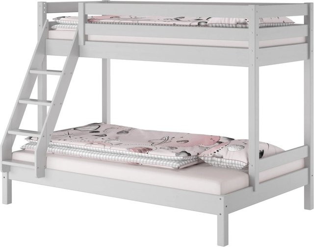 Erst-Holz Stockbett Modell 18 aus Massiv Kiefer in Grau, B/T/H: 140 x 200 x 160 cm - Bild 1