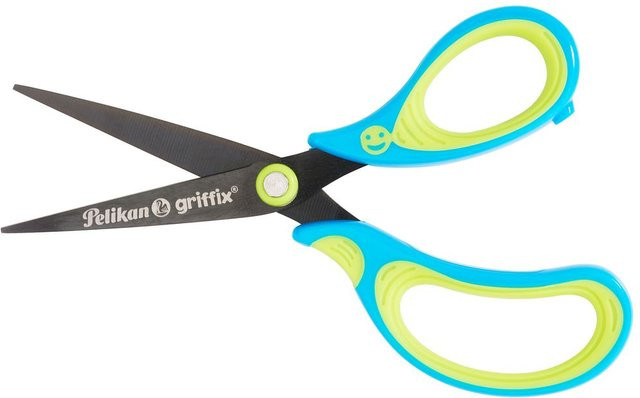 Pelikan Schulschere Griffix Spitz für Rechtshänder in Blau oder Grün mit Titanium-Beschichtung - Bild 1