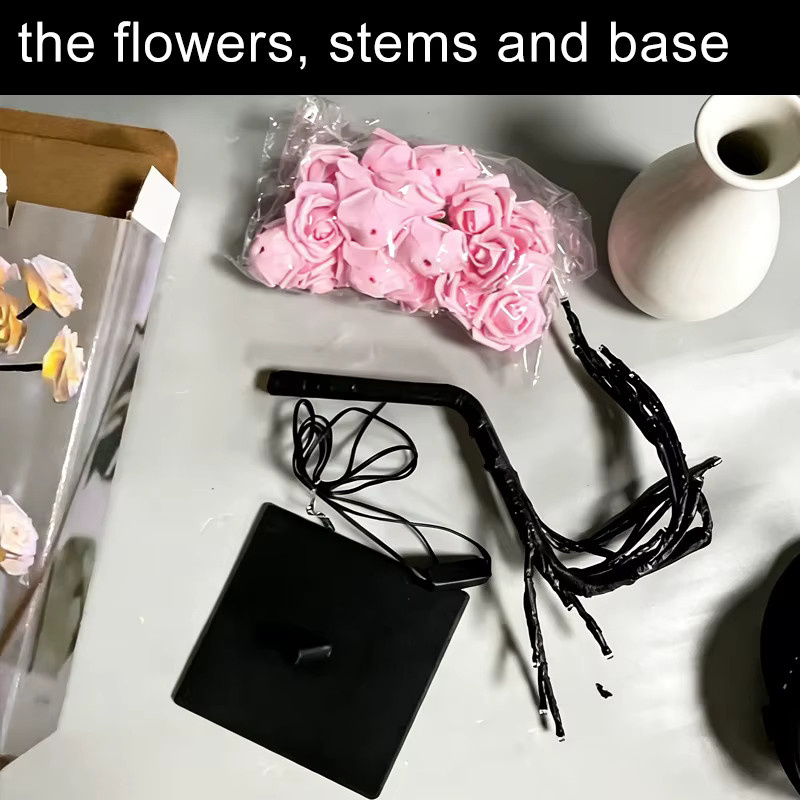 NEWBIRTH Rosenbaum Schreibtischlampe mit 24 LED, künstliche Blumen als Nachtlicht in Pink, USB-betrieben, ideale Dekoration für Schlafzimmer, Hochzeit oder Valentinstag - Bild 5