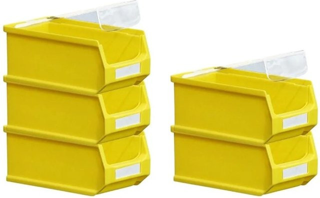 PROREGAL SparSet 5 x Sichtlagerbox 2.0 mit Abdeckung, Gelb, H x B x T: 7,5 x 10 x 17,5 cm - Bild 1