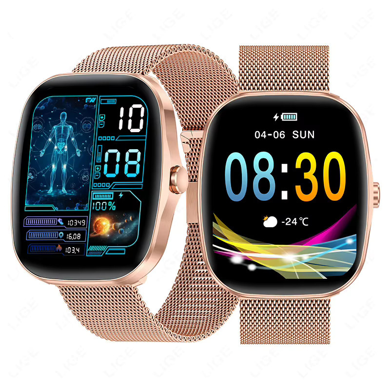 LIGE Smartwatch für Damen und Herren mit Herzfrequenz- und Schlafüberwachung, Bluetooth-Anruf und wasserdicht, in Gold und Schwarz - Bild 7