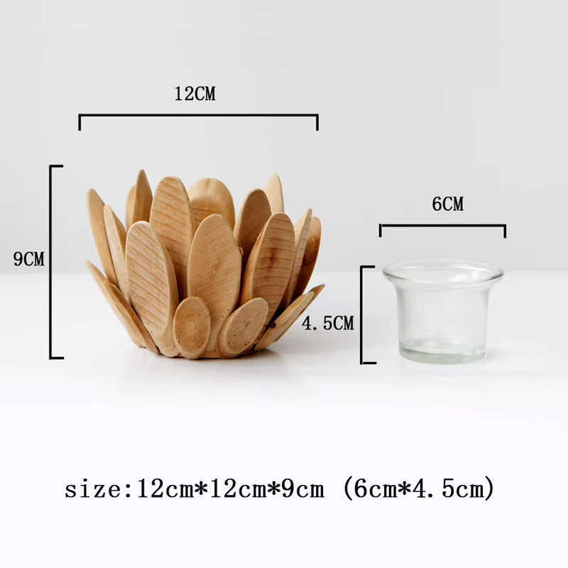 Holz Kerzenhalter in Lotusblütenform für Tealights in Braun im skandinavischen Design - Bild 2