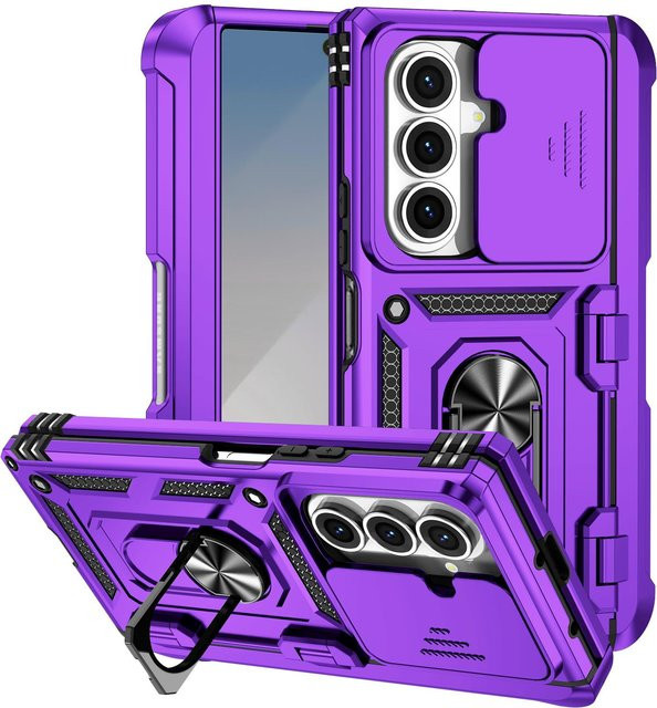 Stoßfeste Samsung Galaxy Z Fold 7 Hülle mit magnetischem Ringhalter und Kamera-Schutz in Purple - Bild 1