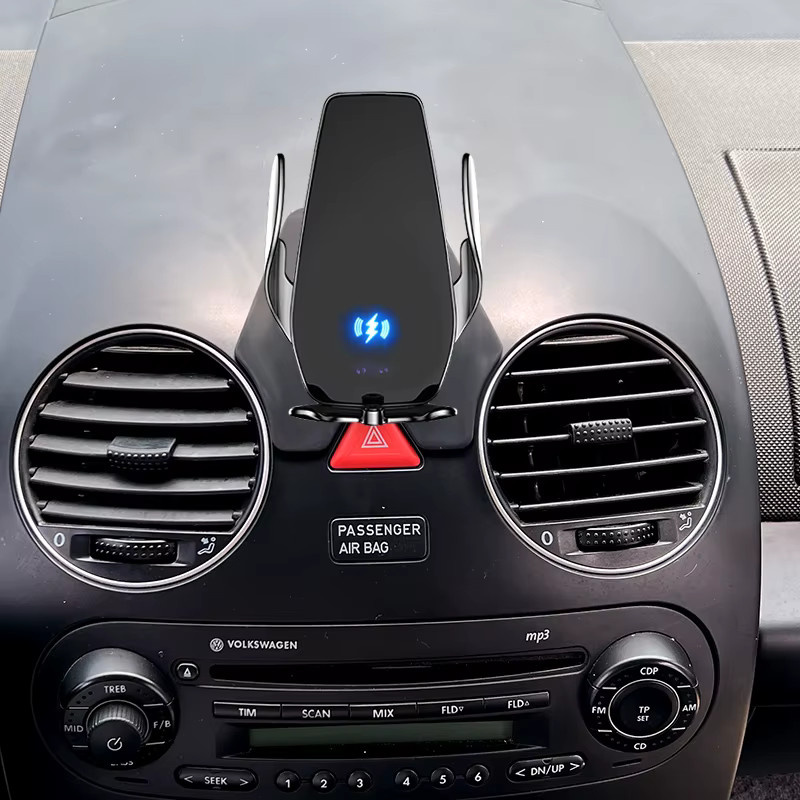 AULIGUS Autotelefonhalter für Volkswagen VW Beetle 2004–2010 mit kabelloser Ladefunktion, feste Halterung und Smartphone-Ständer, Schwarz - Bild 3