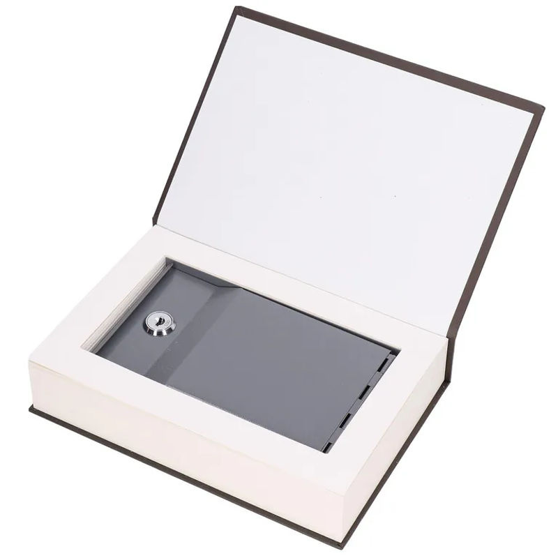 CosyHome Buchsafe aus Metall in Braun mit Schlüsselschloss zur Aufbewahrung von Bargeld und Schmuck - Bild 2