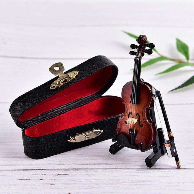 Yiran Furniture Mini-Violine-Gitarre mit Musikinstrumentenkoffer Holz-Modell - Bild 1