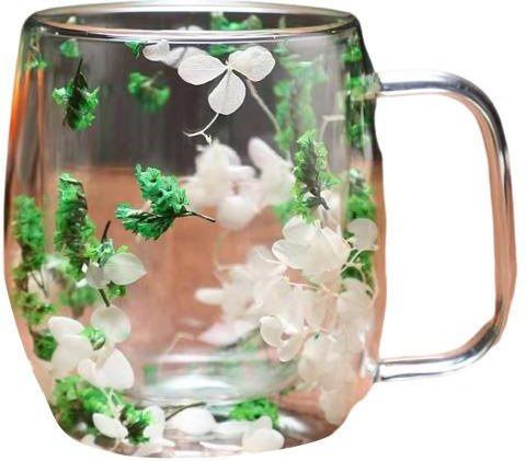 Pavo Doppelwandige Glastasse mit floralem Design, 350 ml, transparent - Bild 1