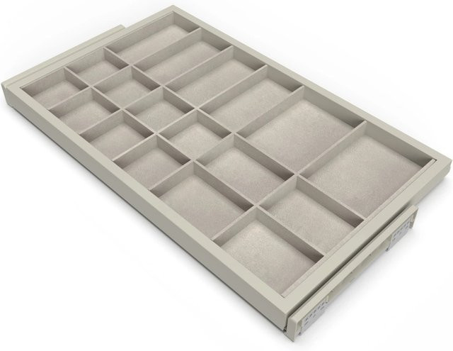 Emuca Schubladen-Organizer Set mit verstellbarem Soft-Close Auszugsrahmen für 600 mm Module in Schwarz und Steingrau - Bild 1