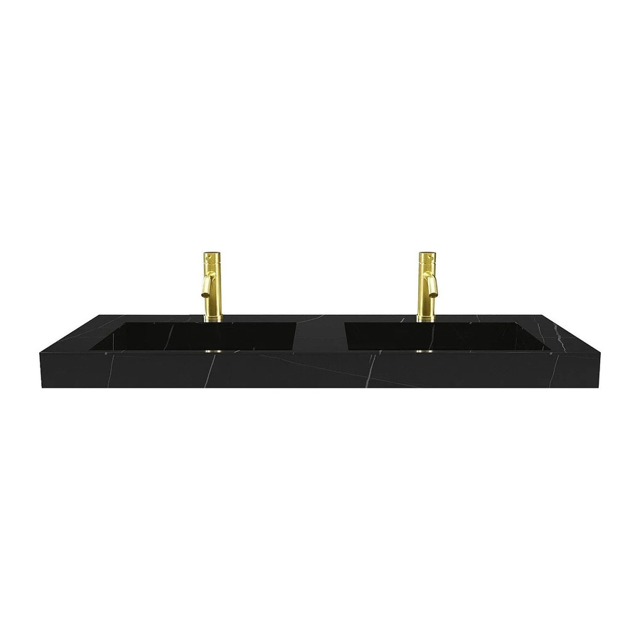 Hängewaschbecken Takotna in Schwarz mit Marmor-Optik aus Solid Surface, Breite: 120,2 cm, Tiefe: 45,2 cm - Bild 2