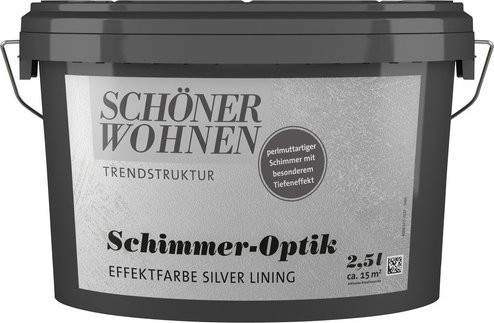 Schöner Wohnen Effektfarbe Trendstruktur in Schimmer-Optik silver_lining, silberfarben, 2,5 l - Bild 1