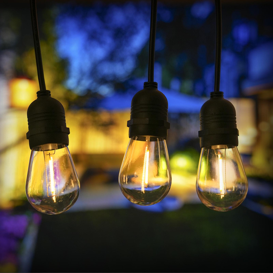 Solarbetriebene LED-Lichterkette von TOMTOP JMS mit 10 warmweißen Globe-Filament-Glühbirnen, wasserdicht für Garten, Terrasse und Veranda, Schwarz - Bild 4