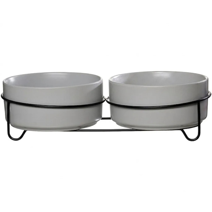 Ritzenhoff & Breker Taro Futternapf-Set mit Napfhalter, 2-teilig, Grau, B/T/H: 34,0 x 17,0 x 8,0 cm - Bild 2